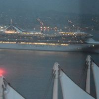 部屋からグランドプリンセスが入港してくるのが見えます