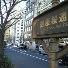 桜通り沿いの桜の木の様子です。桜通りの街路樹として植えられて