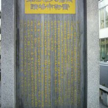 京橋大根河岸青物市場の江戸時代からの由来を記した碑文です。