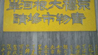 京橋大根河岸青物市場の碑は、昔の京橋川の跡(今は、高速道路)にあります。