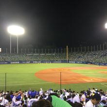 3塁側内野席からみた眺めです。