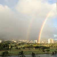 ラナイから撮影したダブルレインボー