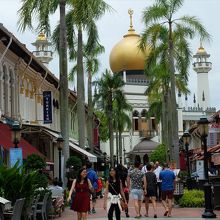 ブソラー・ストリートはヤシの木が植えられた歩行者専用道。