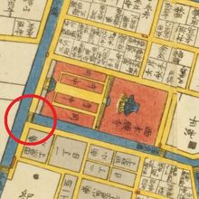 門跡橋は、江戸の絵地図に、西本願寺の南西端に描かれています。