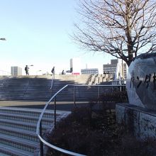 上野公園側の橋への階段