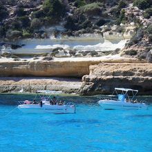 市内から乗れる船の半日ツアーにて。泳がしてくれます。