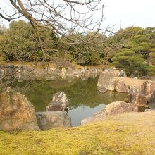 池の中の岩にも注目