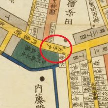 江戸時代の絵地図です。甲州街道に大木戸が記載されています。