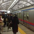 京成電鉄で成田に行く時の注意喚起。