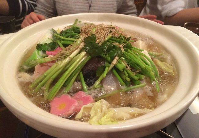 厚切りの刺身に、せり鍋！