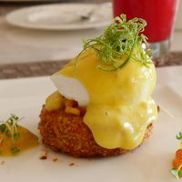 朝食で頂いたカニ身のコロッケとっても美味　中身がすべてカニ身