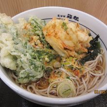 貝柱のミニかき揚げ天と春菊天そば４８０円