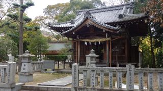 小高い場所にある古い神社