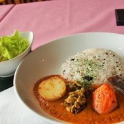 景色を眺めながら精進料理風のカレーライスをいただきました。