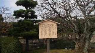 池を中心とした書院造庭園となっていて、庭には、3つの島を置き、4つの橋を架けて、西北隅に滝を落としているそんな配置です。