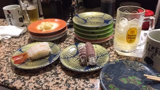 北海道のネタが楽しめる回転寿司。