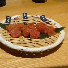 辛子めんたいの三種盛