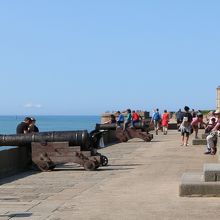 城壁の脇が緑地スペースになっているところも。