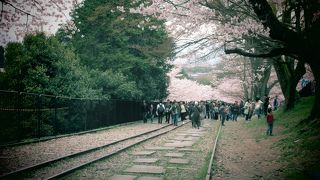 台車に船を乗せて運搬していた場所。