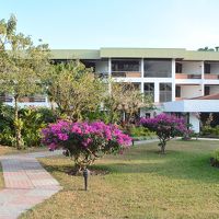 庭を歩きながらホテルを振り返りました