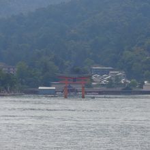 海の上からの鳥居の写真