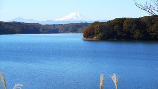 緑に覆われた周囲の丘陵、富士山もくっきり