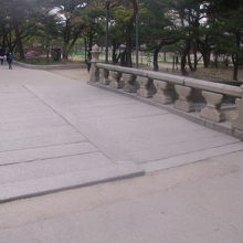 中央が一段高くなっている橋の様子