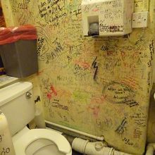 トイレの壁一面が大変な事になっている。