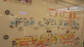 JR東京駅八重洲地下中央口を出てすぐの、駅に直結した商業施設です