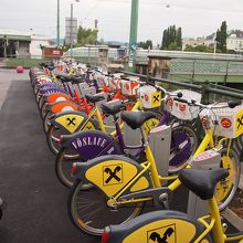 Citybikeのステーション。市内各地にあります。