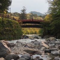 大谷川から神橋を眺める。朝の贅沢なお散歩コース！