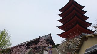 厳島神社から見上げる眺めが素晴らしい