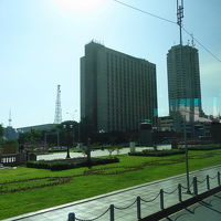 公園に面して建つ