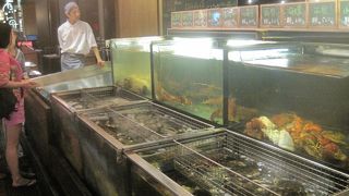 生け簀が充実、さらにショップやレストランも充実した市場です！