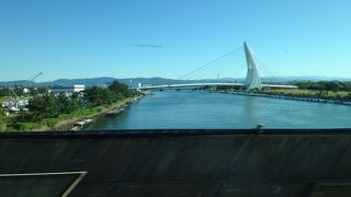 のりの養殖場みたいのや、競艇場、特徴的な形の橋も見えました。