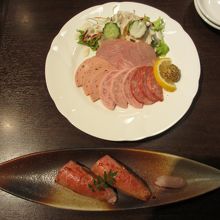 手作りハム盛合わせと近江牛トロステーキ握り