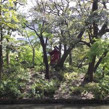 北西側から見た弁財天の祠