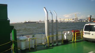 クラウぺダ⇔ニダのバスは、途中、フェリーに乗ります。