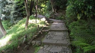 園内回遊路の一部で切石と玉石を組み合わせた石だたみになっています