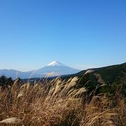 富士山が見える、スカイライン上のスポット