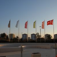 ホテル正面に向かって右側には国旗の旗がはためく