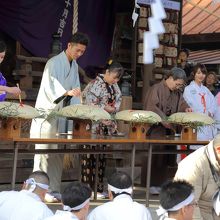 饅頭への書初め