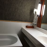 大きなバスタブ。清潔な洗面所。