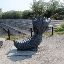 農園内にわさびのオブジェがあります。