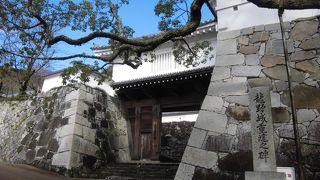 御殿、武具櫓、隅櫓、埋門が再建されている城跡