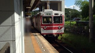 周りは山の中という感じで勾配に富んでいて車窓も緑と田畑が多かったです