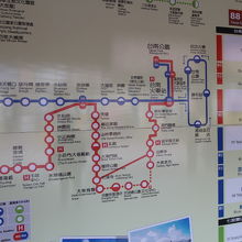 台南火車站の観光案内所そばにあった観光シャトルバス路線図