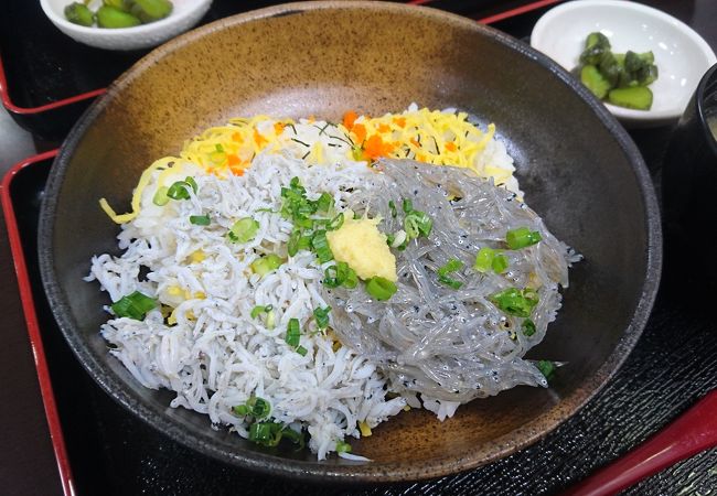 鎌倉名物しらす丼を食べられます。