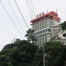 海岸道路から見上げる