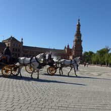 広場内の馬車